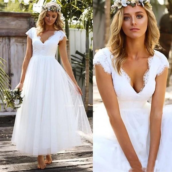 elegant tulle short wedding dress deep v-neck a-line cap straps bridal gowns ankle length robe de mairee 2022 custom made, White
elegant tulle short wedding dress deep v-neck a-line cap straps bridal gowns ankle length robe de mairee 2022 custom made, White