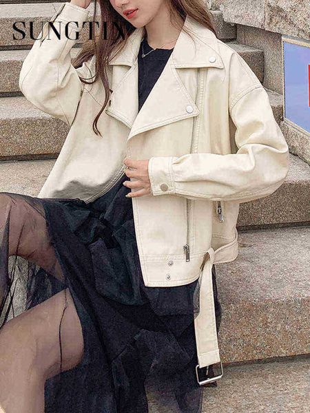 sungtin fashion vintage moto biker faux leather jacket women with sharpens pu punk korean runaway female zipper spring loose jackets j220727, Black
sungtin fashion vintage moto biker faux leather jacket women with sharpens pu punk korean runaway female zipper spring loose jackets j220727, Black