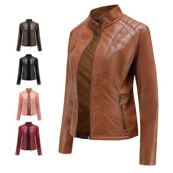 women's winter coat female clothing 2022 new autumn jackets stand collar lady fashion long sleeve pu leather motor biker outwear j22072, Black
women's winter coat female clothing 2022 new autumn jackets stand collar lady fashion long sleeve pu leather motor biker outwear j22072, Black