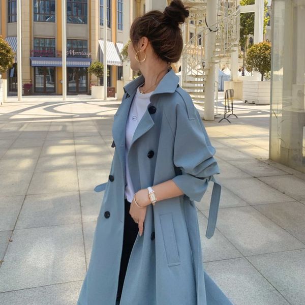 women's trench coats fashion women trench coat beige blue long doublebreasted with belt spring autumn lady coat female korean loose out, Tan;black
women's trench coats fashion women trench coat beige blue long doublebreasted with belt spring autumn lady coat female korean loose out, Tan;black