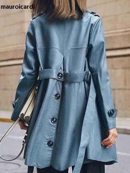lautaro spring autumn classy blue faux leather trench coat for women belt elegant luxury designer clothes runway fashion 2022 j220727, Black
lautaro spring autumn classy blue faux leather trench coat for women belt elegant luxury designer clothes runway fashion 2022 j220727, Black