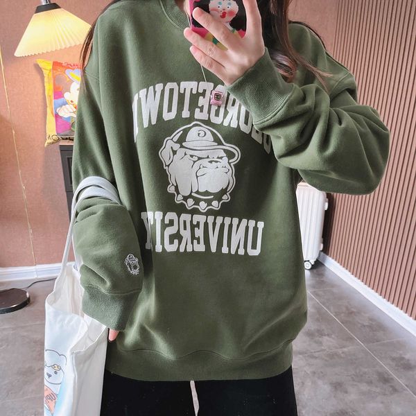 women's hoodies sweatshirts korean classic cartoon bulldog print loose round neck plush thickened, Black
women's hoodies sweatshirts korean classic cartoon bulldog print loose round neck plush thickened, Black