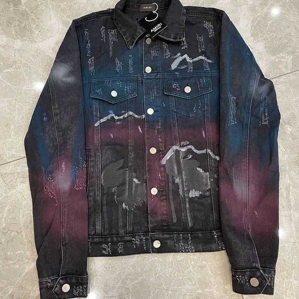 men designer coats amri fashion jackets autumn and winter new starry spray painting damage denim jacket casual fit celebirity denim, Black;brown
men designer coats amri fashion jackets autumn and winter new starry spray painting damage denim jacket casual fit celebirity denim, Black;brown