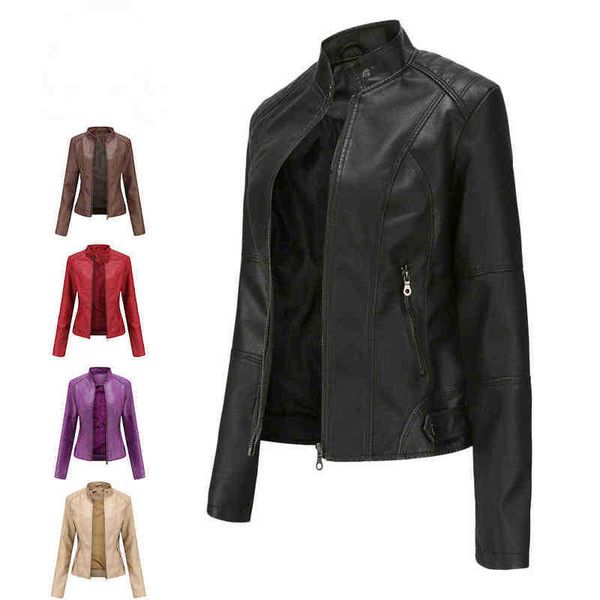 jackets female clothing women's winter coat 2022 new autumn long sleeve stand collar leather ladies outwear motorcycle ride j220727, Black
jackets female clothing women's winter coat 2022 new autumn long sleeve stand collar leather ladies outwear motorcycle ride j220727, Black