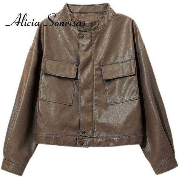 black leather jacket for women 2022 spring new fashion pocket loose short leather jacket casual motorcycle leather jacket j220727
black leather jacket for women 2022 spring new fashion pocket loose short leather jacket casual motorcycle leather jacket j220727