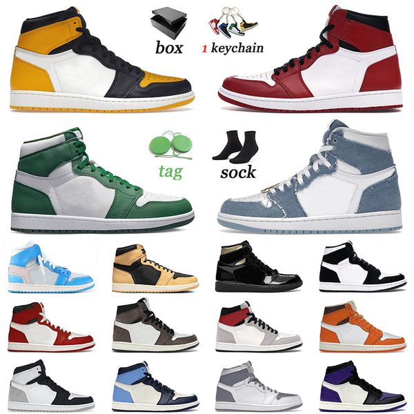 2023 arrival jorda 1 men basketball shoes 1s taxi denim gorge green bred patent twist mens women jorden1s og sneakers jumpman athletic train, White;red
2023 arrival jorda 1 men basketball shoes 1s taxi denim gorge green bred patent twist mens women jorden1s og sneakers jumpman athletic train, White;red