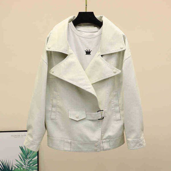 spring 2022 loose single button beige soft faux pu leather jacket collar long sleeves casual biker jacket female j220727, Black
spring 2022 loose single button beige soft faux pu leather jacket collar long sleeves casual biker jacket female j220727, Black
