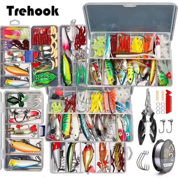 baits lures trehook 18-280pcs fishing set wobblers kit include soft lure spoon minnow popper vib jig crankbait tackle 221111