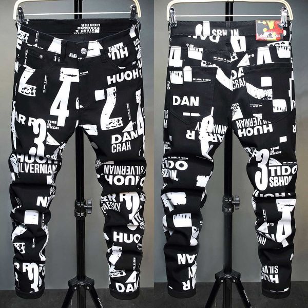 men's jeans mens letters full prints denim pants slim-fit elastic black jeans street fashion casual jeans youth cool must; t221102, Blue
men's jeans mens letters full prints denim pants slim-fit elastic black jeans street fashion casual jeans youth cool must; t221102, Blue