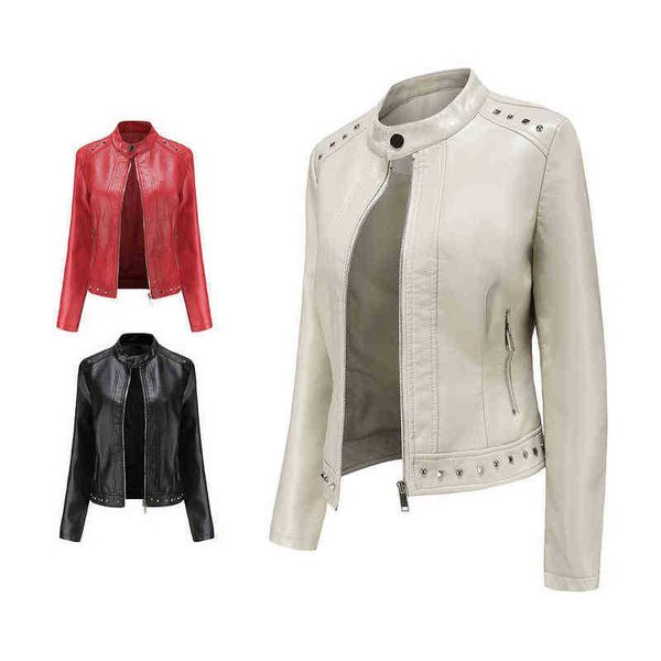women's winter coats rivet zipper long sleeves stand collar jackets female clothing 2022 new autumn pu leather motor biker j220727, Black
women's winter coats rivet zipper long sleeves stand collar jackets female clothing 2022 new autumn pu leather motor biker j220727, Black