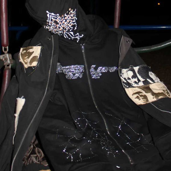 men's hoodies sweatshirts spider web rhinestone zip up hoodie long sleeve letter hoodies men hip hop sport coats jackets gothic 2022 au, Black
men's hoodies sweatshirts spider web rhinestone zip up hoodie long sleeve letter hoodies men hip hop sport coats jackets gothic 2022 au, Black