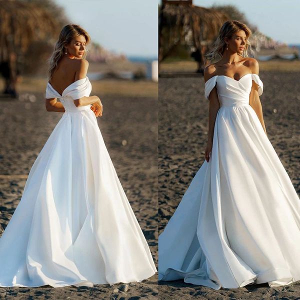 beach wedding dress 2022 off shoulder simple a line princess bridal gown modern robe de mariee customize, White
beach wedding dress 2022 off shoulder simple a line princess bridal gown modern robe de mariee customize, White