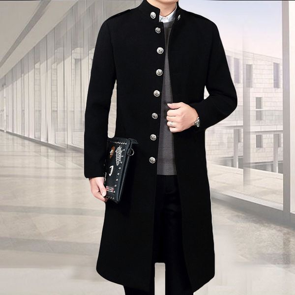 men's wool blends korean male style long arrival knee extension stand collar men coat jacket super large boy clothes winter warm size m, Black
men's wool blends korean male style long arrival knee extension stand collar men coat jacket super large boy clothes winter warm size m, Black