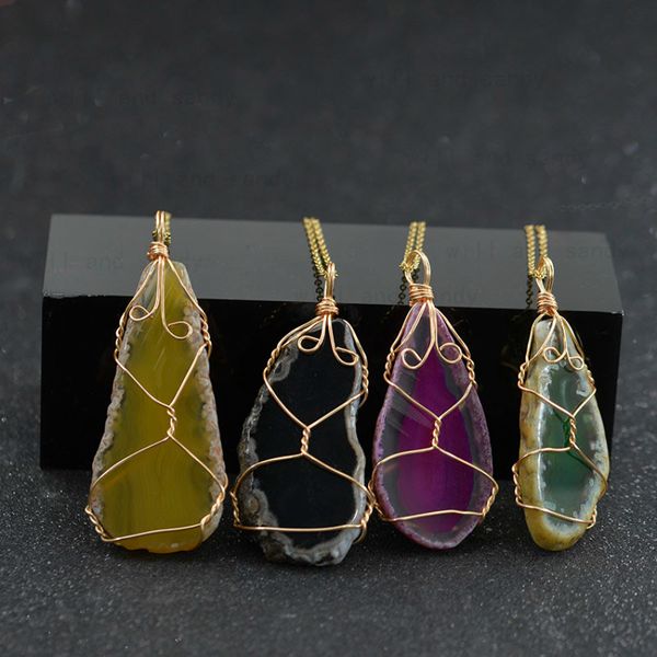 gold wire wrap irregular semi-precious stone agate necklace pendant stainless steel chain necklaces for women men fine fashion jewelry, Silver
gold wire wrap irregular semi-precious stone agate necklace pendant stainless steel chain necklaces for women men fine fashion jewelry, Silver