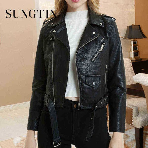 sungtin vintage pu leather jackets women with belt zipper korea moto punk faux leather jacket female fashion high street runaway j220727, Black
sungtin vintage pu leather jackets women with belt zipper korea moto punk faux leather jacket female fashion high street runaway j220727, Black
