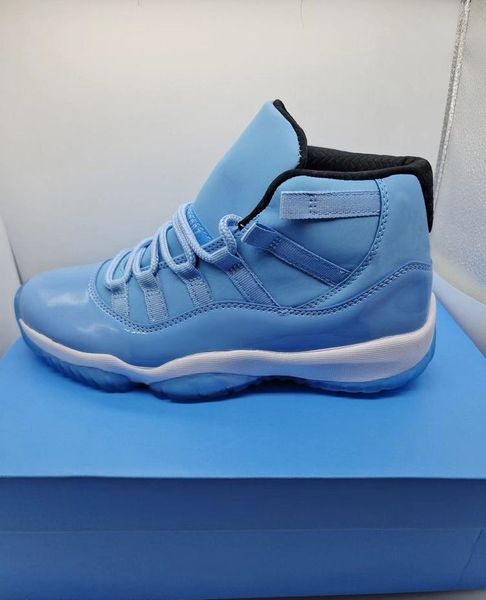 with box 11 pantone basketball shoes men women light blue white 11s sneaker 
with box 11 pantone basketball shoes men women light blue white 11s sneaker