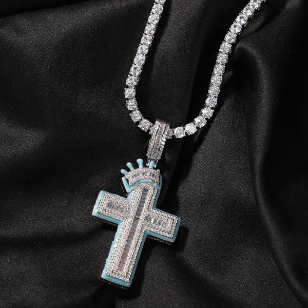 hip hop crown cross luminous diamond pendant necklace with tennis chain rope chains, Silver
hip hop crown cross luminous diamond pendant necklace with tennis chain rope chains, Silver