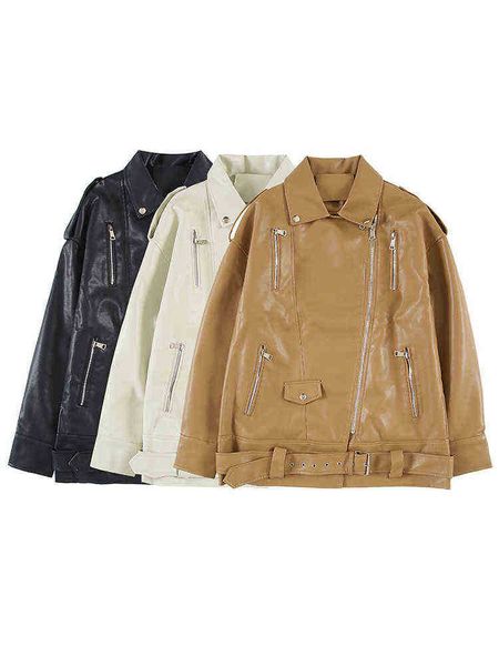 ailegogo spring autumn women loose pu faux soft leather jacket with belt streetwear female zipper lapels bf jacket ladies outfit j220727, Black
ailegogo spring autumn women loose pu faux soft leather jacket with belt streetwear female zipper lapels bf jacket ladies outfit j220727, Black
