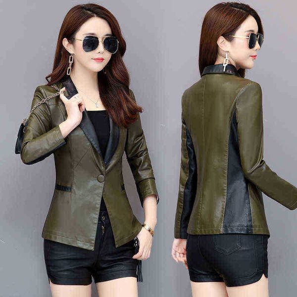 spring jacket ladies pu leather jacket short fall zipper jacket motorcycle leather small suit faux leather slim black green j220727
spring jacket ladies pu leather jacket short fall zipper jacket motorcycle leather small suit faux leather slim black green j220727