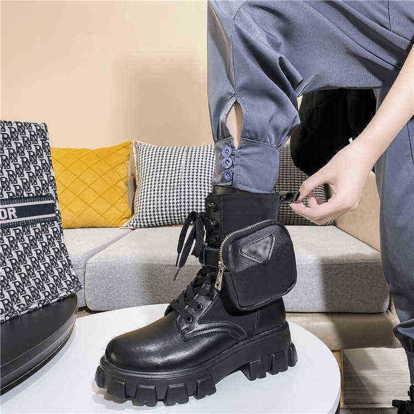 women boots leather pocket thick soled high motorcycle martin boot british short tube large women 07091011, Black
women boots leather pocket thick soled high motorcycle martin boot british short tube large women 07091011, Black