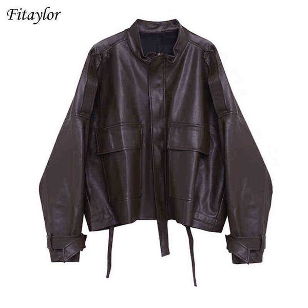 fitaylor 2022 spring new women biker jacket casual loose large pocket zipper leather jacket punk black puff pu spout j220727
fitaylor 2022 spring new women biker jacket casual loose large pocket zipper leather jacket punk black puff pu spout j220727