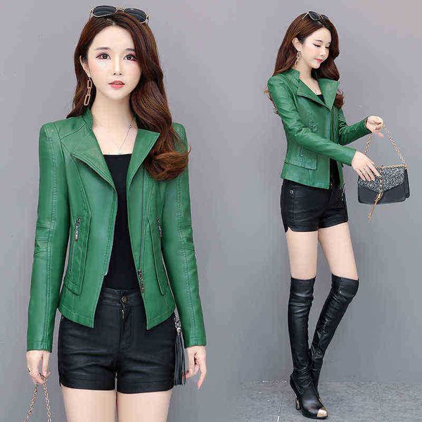 spring jacket ladies pu leather jacket short fall zipper jacket locomotive leather small suit faux leather slim black green j220727
spring jacket ladies pu leather jacket short fall zipper jacket locomotive leather small suit faux leather slim black green j220727