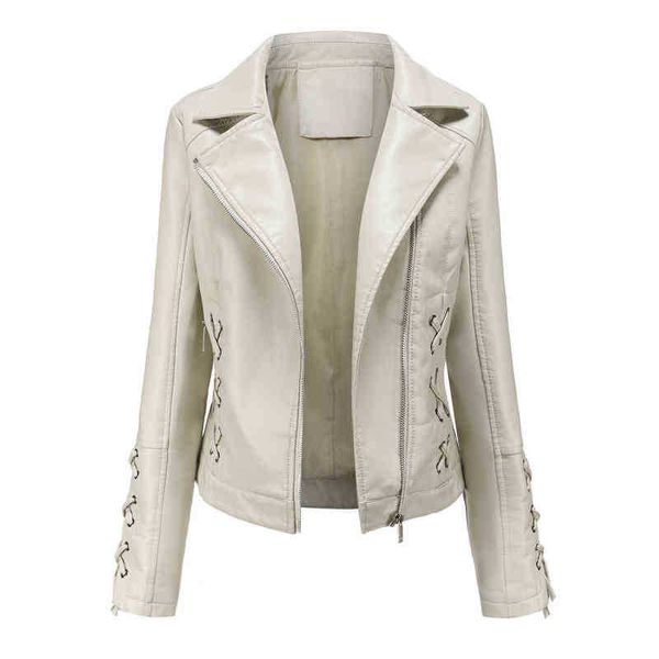 2022 autumn fashion women faux leather jacket black white red motorcycle biker outerwear weave pu coat women clothes j220727
2022 autumn fashion women faux leather jacket black white red motorcycle biker outerwear weave pu coat women clothes j220727