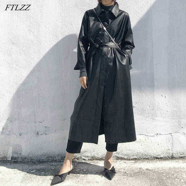 ftlzz spring women pu leather long jacket slim split windbreaker trenchcoat single breasted long sleeves solid jacket with belt j220727, Black
ftlzz spring women pu leather long jacket slim split windbreaker trenchcoat single breasted long sleeves solid jacket with belt j220727, Black