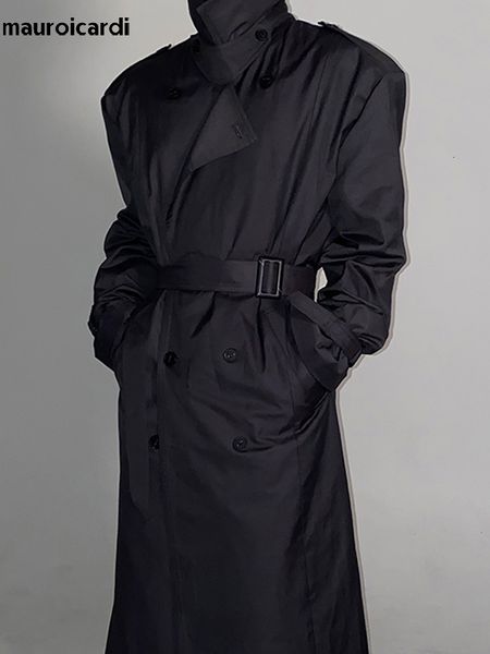 men's jackets mauroicardi spring autumn cool long black oversized trench coat men belt double breasted loose casual windproof outerwear, Black;brown
men's jackets mauroicardi spring autumn cool long black oversized trench coat men belt double breasted loose casual windproof outerwear, Black;brown