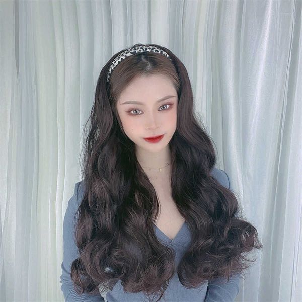 women's hair wigs lace synthetic wig female u-shaped half head big wave trembling sound live broadcast natural seaml long curly hair co, Black
women's hair wigs lace synthetic wig female u-shaped half head big wave trembling sound live broadcast natural seaml long curly hair co, Black