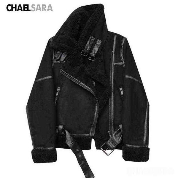 2022 winter women thick warm suede lamb coat short biker casual with belt faux leather jackets brown black outfit ladies j220727
2022 winter women thick warm suede lamb coat short biker casual with belt faux leather jackets brown black outfit ladies j220727