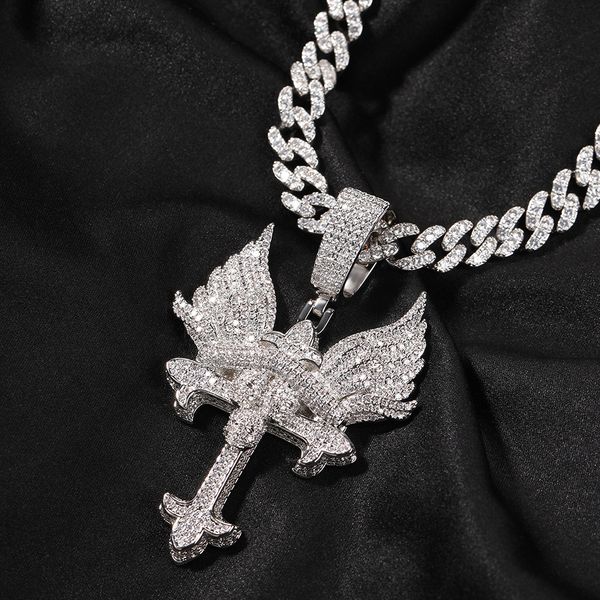 hip hop iced out zircon cross necklace angel wings pendant necklace couple sweater chain, Silver
hip hop iced out zircon cross necklace angel wings pendant necklace couple sweater chain, Silver