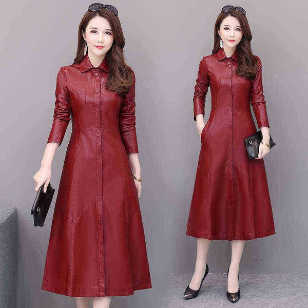 spring jacket ladies pu leather korean version long autumn fashion jacket locomotive leather windbreaker faux leather slim black j220727
spring jacket ladies pu leather korean version long autumn fashion jacket locomotive leather windbreaker faux leather slim black j220727