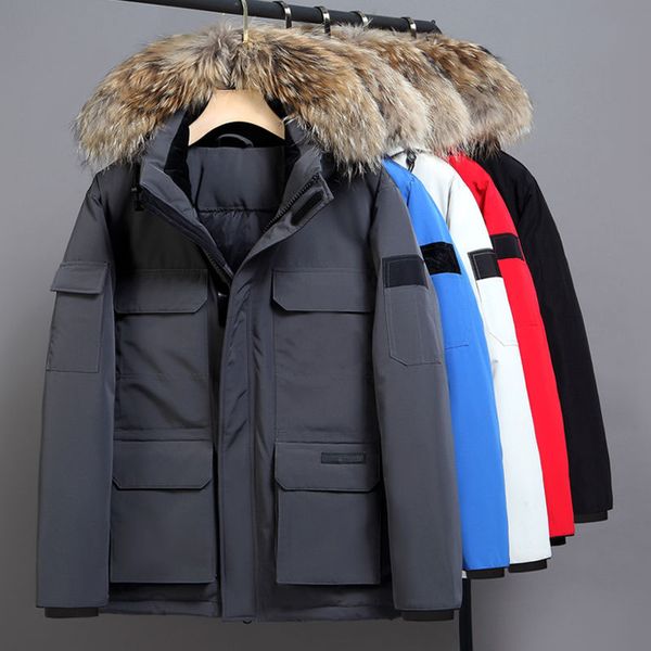 men's designer fluffy coat jacket canada winter down trend fashion parka waterproof windproof quality fabric thick shawl belt embroider, Black
men's designer fluffy coat jacket canada winter down trend fashion parka waterproof windproof quality fabric thick shawl belt embroider, Black