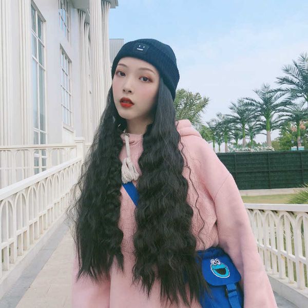 women's hair wigs lace synthetic ii autumn and winter knitted hat wig one female long hair water ripple corn perm set, Black
women's hair wigs lace synthetic ii autumn and winter knitted hat wig one female long hair water ripple corn perm set, Black