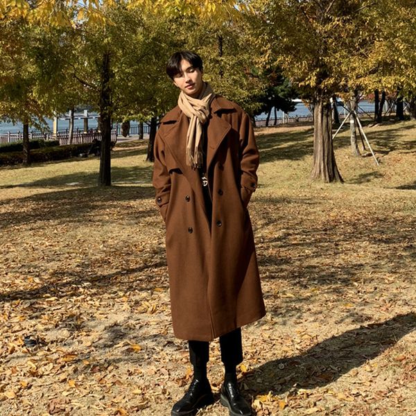 men's wool blends warm winter belt long woolen coat men fashion casual oversized woolen coat men loose double breasted woolen coat men, Black
men's wool blends warm winter belt long woolen coat men fashion casual oversized woolen coat men loose double breasted woolen coat men, Black