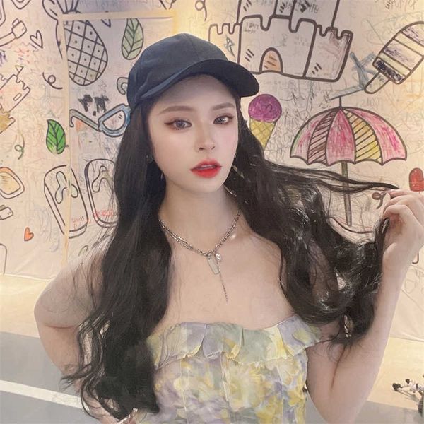 women's hair wigs lace synthetic hat dithering tape goods big wave female cap long hair wig headband, Black
women's hair wigs lace synthetic hat dithering tape goods big wave female cap long hair wig headband, Black