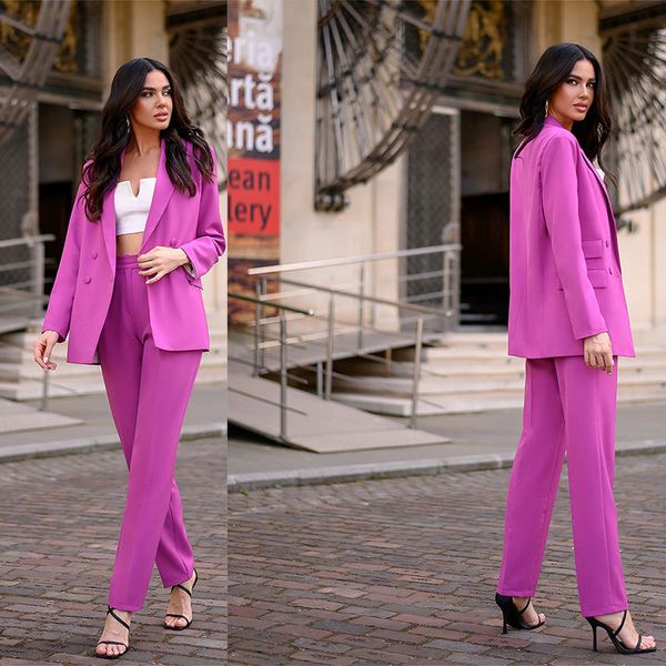 2 pcs lady business suits elegant long sleeve double breasted turn-down collar solid color high waist blazer pants suit, Black;red
2 pcs lady business suits elegant long sleeve double breasted turn-down collar solid color high waist blazer pants suit, Black;red