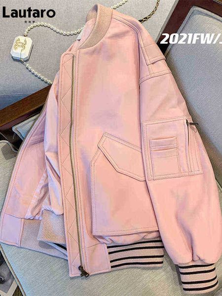 lautaro spring oversized cute pink varsity baseball bomber jacket women zipper bags luxury faux leather jackets for women j220727, Black
lautaro spring oversized cute pink varsity baseball bomber jacket women zipper bags luxury faux leather jackets for women j220727, Black