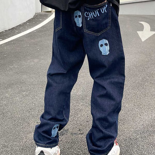 men's jeans hip-hop jeans men women masked skull embroidered denim pants vintage loose casual straight trousers hipster streetwear male, Blue
men's jeans hip-hop jeans men women masked skull embroidered denim pants vintage loose casual straight trousers hipster streetwear male, Blue