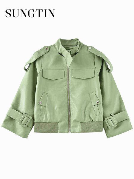 sungtin korean loose faux leather jacket women stand collar safari moto biker pu jackets female spring casual runner chic j220727, Black 
sungtin korean loose faux leather jacket women stand collar safari moto biker pu jackets female spring casual runner chic j220727, Black