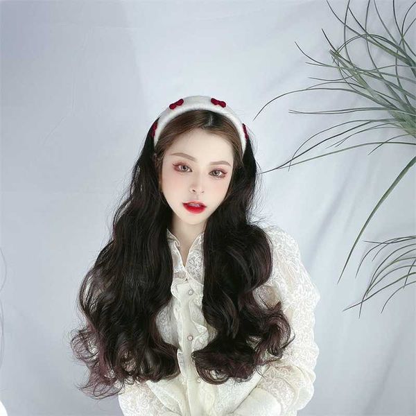 women's hair wigs lace synthetic curly u-shaped half head cover women's imitation human silk big wave long fast hand hair band wig, Black
women's hair wigs lace synthetic curly u-shaped half head cover women's imitation human silk big wave long fast hand hair band wig, Black