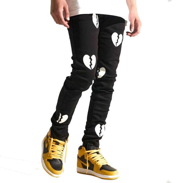 men's jeans men's broken heart printed jeans fashion black stretch denim pants slim skinny tapered pencil trousers t221102, Blue
men's jeans men's broken heart printed jeans fashion black stretch denim pants slim skinny tapered pencil trousers t221102, Blue