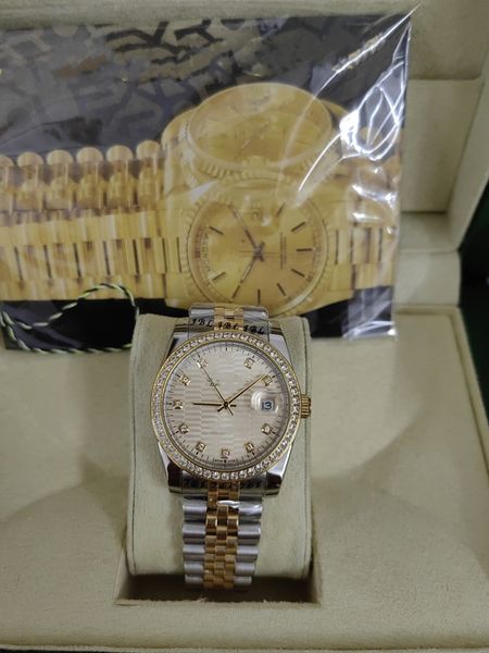 with original box men's mechanical watch week calendar 41mm bezel diamond dial fully automatic movement leisure sports series 2023, Slivery;brown
with original box men's mechanical watch week calendar 41mm bezel diamond dial fully automatic movement leisure sports series 2023, Slivery;brown