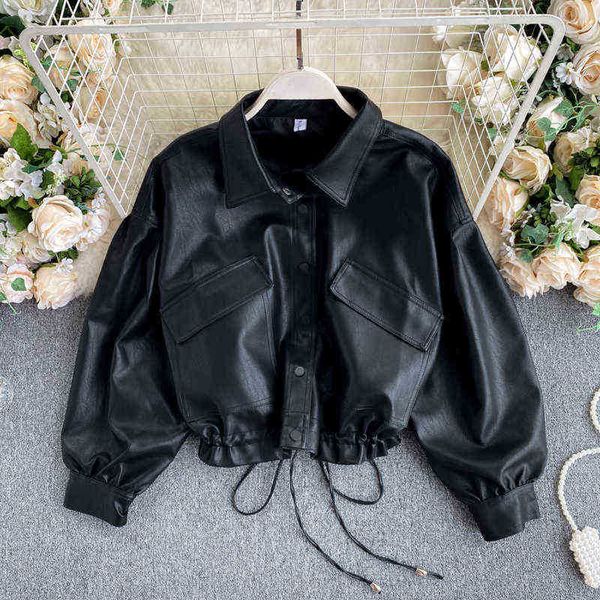 fitaylor 2022 spring new women motorcycle leather jacket bf loose lapels big pocket short leather jacket single breasted jacket j220727, Black
fitaylor 2022 spring new women motorcycle leather jacket bf loose lapels big pocket short leather jacket single breasted jacket j220727, Black
