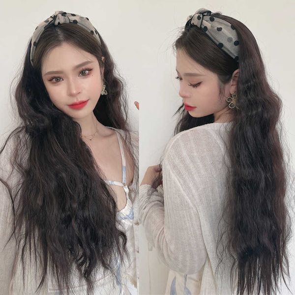 women's hair wigs lace synthetic lazy hoop wig half head net red u-shaped wool corn perm long curly hair female, Black
women's hair wigs lace synthetic lazy hoop wig half head net red u-shaped wool corn perm long curly hair female, Black