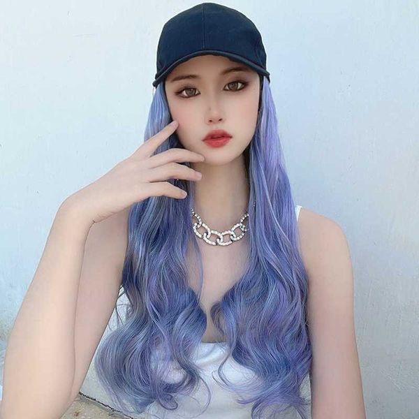 women's hair wigs lace synthetic fast hand live broadcast wig women's colorful net red hat integrated long curly hair headgear, Black
women's hair wigs lace synthetic fast hand live broadcast wig women's colorful net red hat integrated long curly hair headgear, Black
