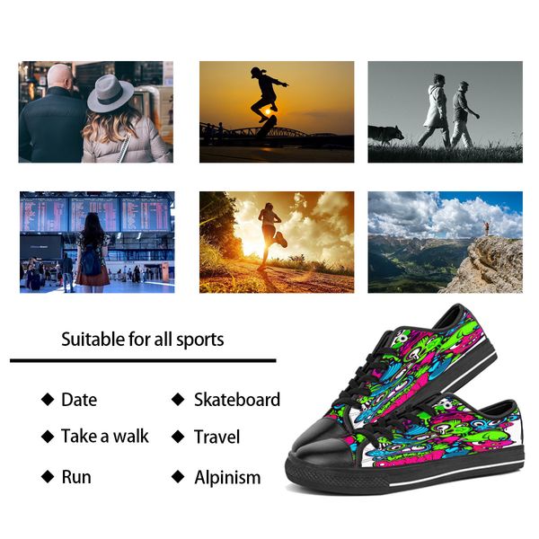custom shoes classic canvas low cut skateboard casual triple black accept customization uv printing low mens womens sports sneakers breathab
custom shoes classic canvas low cut skateboard casual triple black accept customization uv printing low mens womens sports sneakers breathab