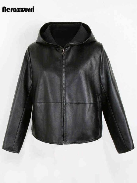 nerazzurri spring autumn black short soft light pu leather jacket women with hooded zipper waterproof casual raincoat clothes 2022 j220727
nerazzurri spring autumn black short soft light pu leather jacket women with hooded zipper waterproof casual raincoat clothes 2022 j220727
