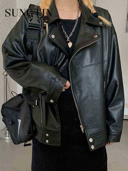 sungtin autumn winter pu leather jackets for women moto biker faux leather jackets korean fashion loose streetwear chaqueta mujer j220727, Black
sungtin autumn winter pu leather jackets for women moto biker faux leather jackets korean fashion loose streetwear chaqueta mujer j220727, Black